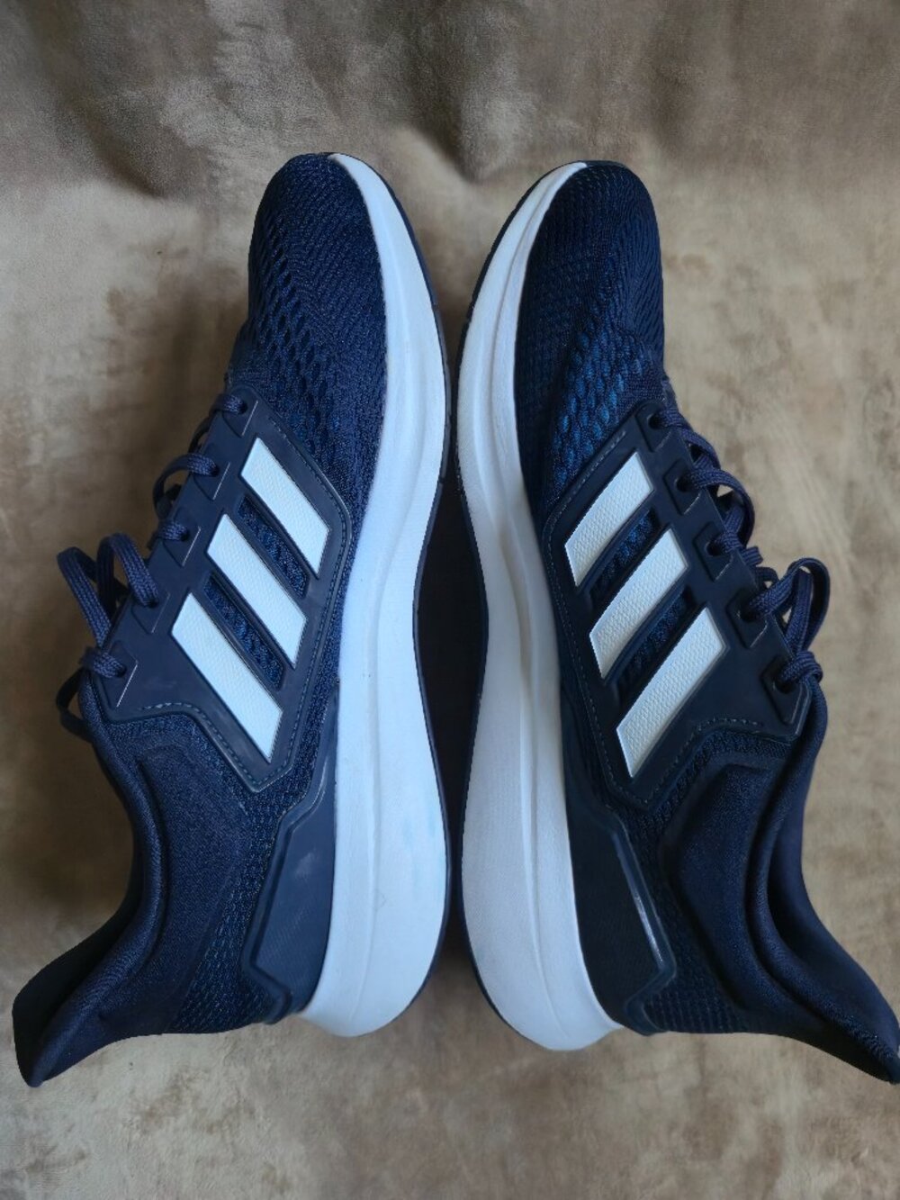 adidas EQ21 Run Bounce Running Shoes Navy Blue White Men's Size 14 H00517
